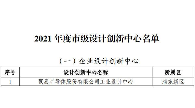 再添喜訊 | 聚辰半導(dǎo)體獲評2021年度上海市級設(shè)計創(chuàng)新中心