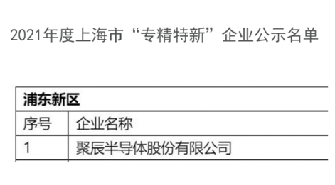 聚辰半導(dǎo)體獲評2021年度上海市經(jīng)信委“專精特新”企業(yè)